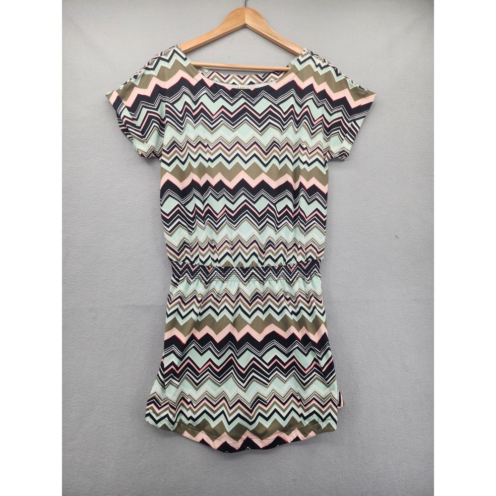 Lole Montreal Chevron Zigzag‎ Mini Dress Short Sleeve Printed Jersey Knit Medium